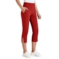 thumbnail image 6 of LJEFF Girls Split Capri Leggings with Poket, Soft Stretch Highly Elastic Tummy Control Workout & Casual Pants for Womens Red Size 14-15T, 6 of 9