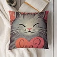 thumbnail image 3 of YINGXI Cute Grey Cat Throw Pillow Cover,Cute for Sofa Bed Home Decor,Housewarming Gifts, Cat Mom Gifts 12x12in, 3 of 5