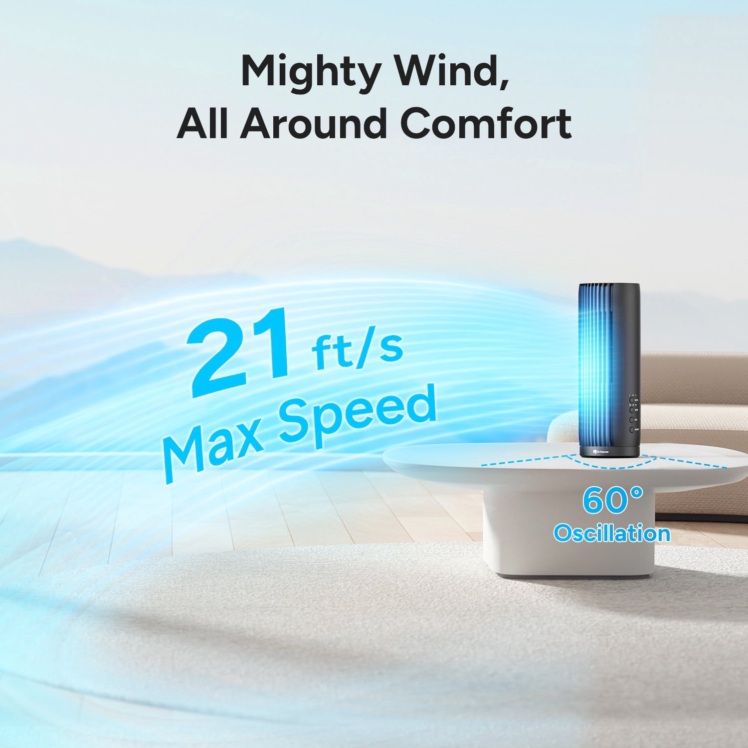 Dr. Prepare 12.7" Bladeless Tower Desk Fan with Remote, Quiet 28 dB Table Fan for Bedroom