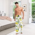 thumbnail image 2 of Men's Pajama Pants with Pockets Sleepwear Lounge Pants Stretch Casual Watercolor Lemon Tropical Fruit, 2 of 6