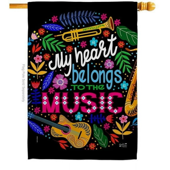 Angeleno Heritage H137195-BO 28 x 40 in. Belongs to Music Interests Double-Sided Decorative Vertical House Flags - Decoration Banner Garden Yard Gift