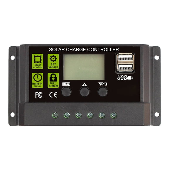KONTONTY Solar Panel Controller 12V Black with Stable Connection and Overcharge Prevention Features