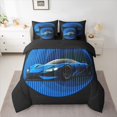 thumbnail image 2 of jejeloiu Race Car 7 Pieces Bedding Comforter Set,Speed Extreme Sport Full Bedding Set,Black Blue Fitted Sheet Flat Sheet For Boys,Ultra Soft Home Decor Reversible, 2 of 8
