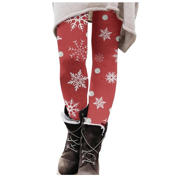 Zhanying Christmas Pattern Leggings Plus Size Lightweight Non-Slip Crotch Holiday Leggings for Women Plus Size Red L