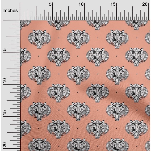 oneOone Tissu Popeline de Coton Imprimé Visage d'Animal Tissu au Mètre 56 Pouces de Large