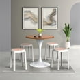 thumbnail image 3 of LeisureMod Tresse Round Plastic Dining Stool, Mid-Century Modern Stackable Accent Stool with Wicker Top for Kitchen and Dining Room (White), 3 of 6