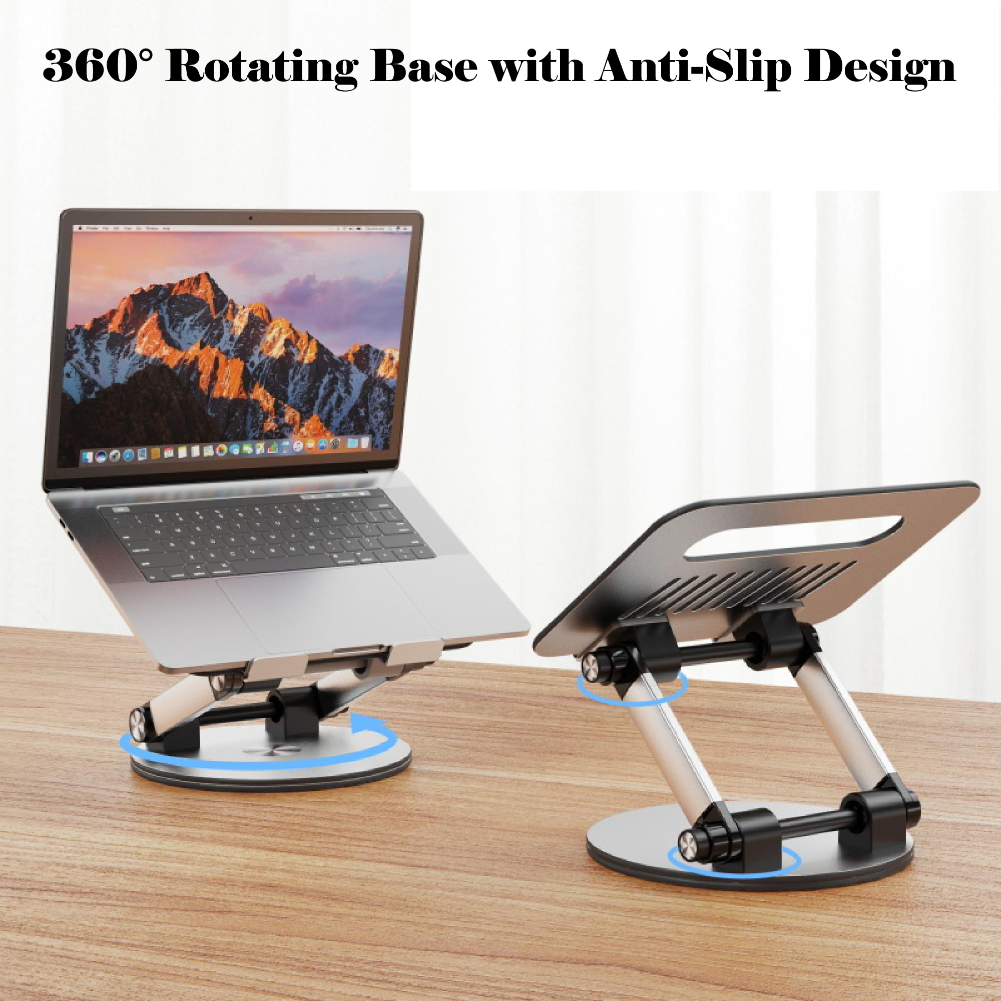Adjustable Ergonomic Laptop Stand with One-Button Angle Control – Supports Up to 17” Laptops & Tablets, Heavy-Duty Aluminum, Foldable & Portable, Holds Up to 44 lbs