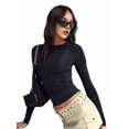 thumbnail image 6 of Women'S Basic T-Shirt Crew Neck Long Sleeve Slim Fit Cute Tops Black L, 6 of 9