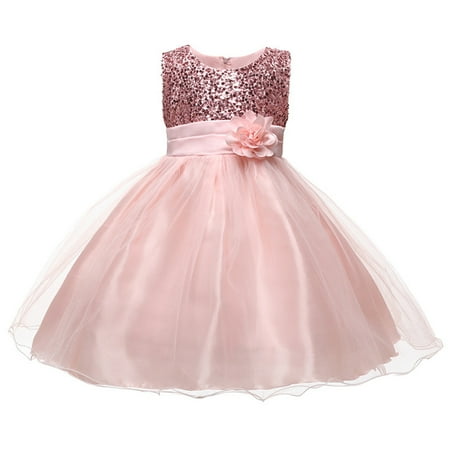 

DNDKILG Infant Baby Toddler Child Children Kids Floral Sleeveless Dresses for Girl Summer Dress Bow Sundress Pink 2Y-9Y