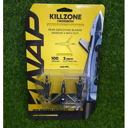 New Archery Products Mechanical Broadhead Crossbow Killzone 2 Blades 100 Grains 2 Cutting Diameter Per 3