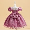 thumbnail image 3 of Flower Girls Embroidered Princess Dress Puff Sleeve Wedding Birthday Party Gown, 3 of 7