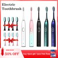 thumbnail image 2 of Cepillo de dientes eléctrico ultrasónico recargable por USB, cepillo de dientes de metal IPX7, resistente al agua, para adultos, blanqueamiento dental, limpieza de dientes sensibles 1, 2 of 5