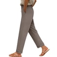 thumbnail image 2 of ClodeEU Women's Ice Silk Drawstring Wide Leg Pants ,Solid Color Loose Fit Casual Trousers Khaki,Womens Plus S, 2 of 7