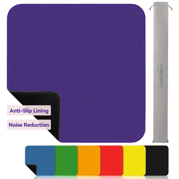 Noise Reducing Anti-Slip Table Cover Pad | Portable Game Mat for Mahjong, Poker, Cards, Dominoes with Carry Bag (Purple)