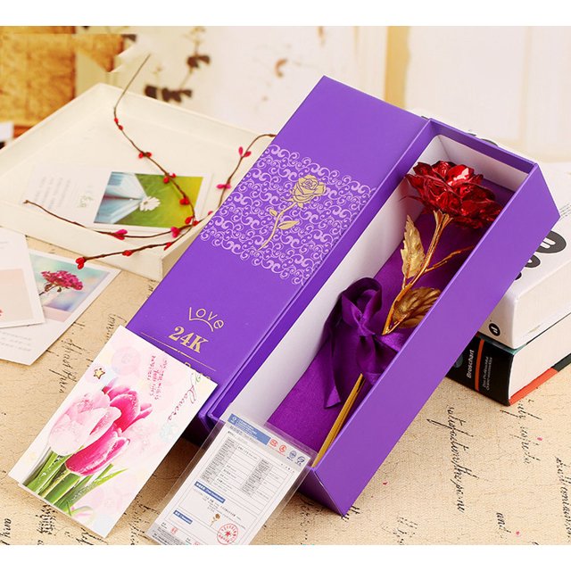 Caja de regalo con base de rosa dorada grande y cubierta de vidrio con lámina de oro de 24 quilates, regalo para el día de San Valentín