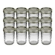 Kerr Quilted Crystal Mason Jar W/ Lid & Band, Regular Mouth, 8 Ounces, 12 Count