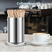 Straw Dispenser, Stainless Steel Straw Holder for Counter, Disposable Beverages Drinking Straw Dispensers Coffee Stirrers Holder (Silver,6.5" x 4.9")