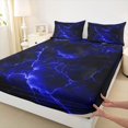 thumbnail image 4 of Homewish Neon Navy Lightning Bed Sheets,Aesthetic Artwork Full Size Sheets,4 Pieces,1 Flat Sheet, 1 Fitted Sheet and 2 Pillowcases, 4 of 6