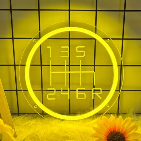 Gear Shift Neon Sign Car Gearbox Led Signs for Wall Decor Dimmable Neon Light Sign for Bedroom Game Room Kids Room Bar Decoration USB Powered Light Up Neon Signs Gift for Boys