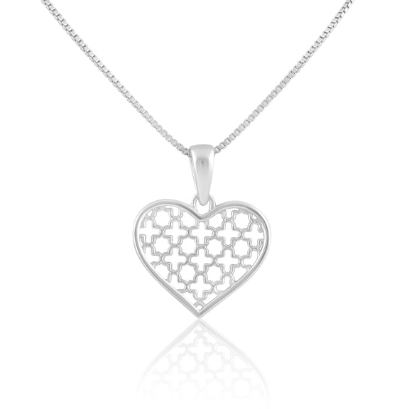 SilverCloseOut 925 Silver Filigree Star Cross PatternHeart Charm Necklace