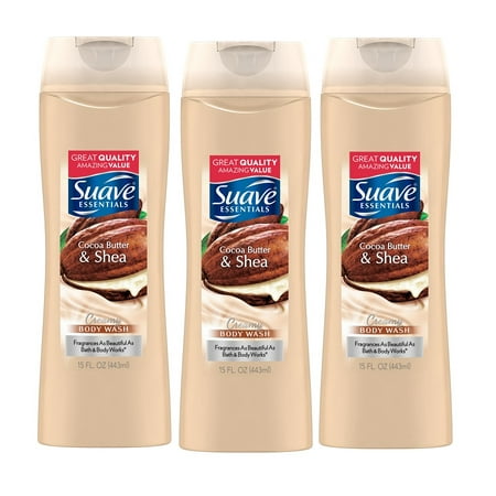 (3 Pack) Suave Essentials Creamy Cocoa Butter and Shea Body Wash, 15 (Best Way To Wash Body)