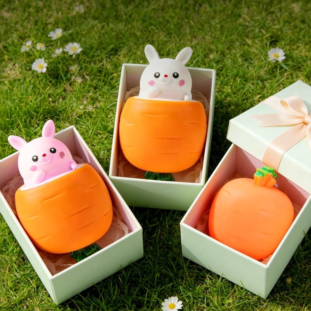 2026 New Easter Basket Essentials, Squeeze Toy Carrot Doll Pop-Up Carrot Bunny, Easter Rabbit Fidget Toy, Novelty Easter Gift for Basket Stuffers