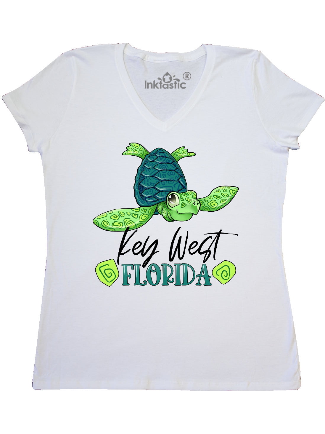 Inktastic Key West, Florida Happy Sea Turtle Adult Women's V-Neck T-Shirt  Female White M - Walmart.com