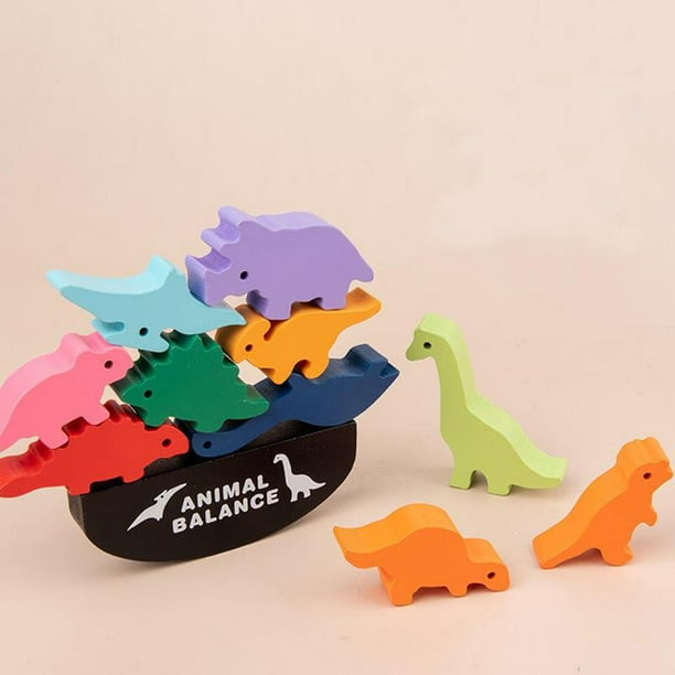 Apimiento de Juguetes de Animales para Niños 4 5 6 6 de Edad, Niños, Bloques de Bance de para Niños en Edad Aprendiendo Hab dinosaurio CUTICAT Juego de equilibrio Juguetes de madera