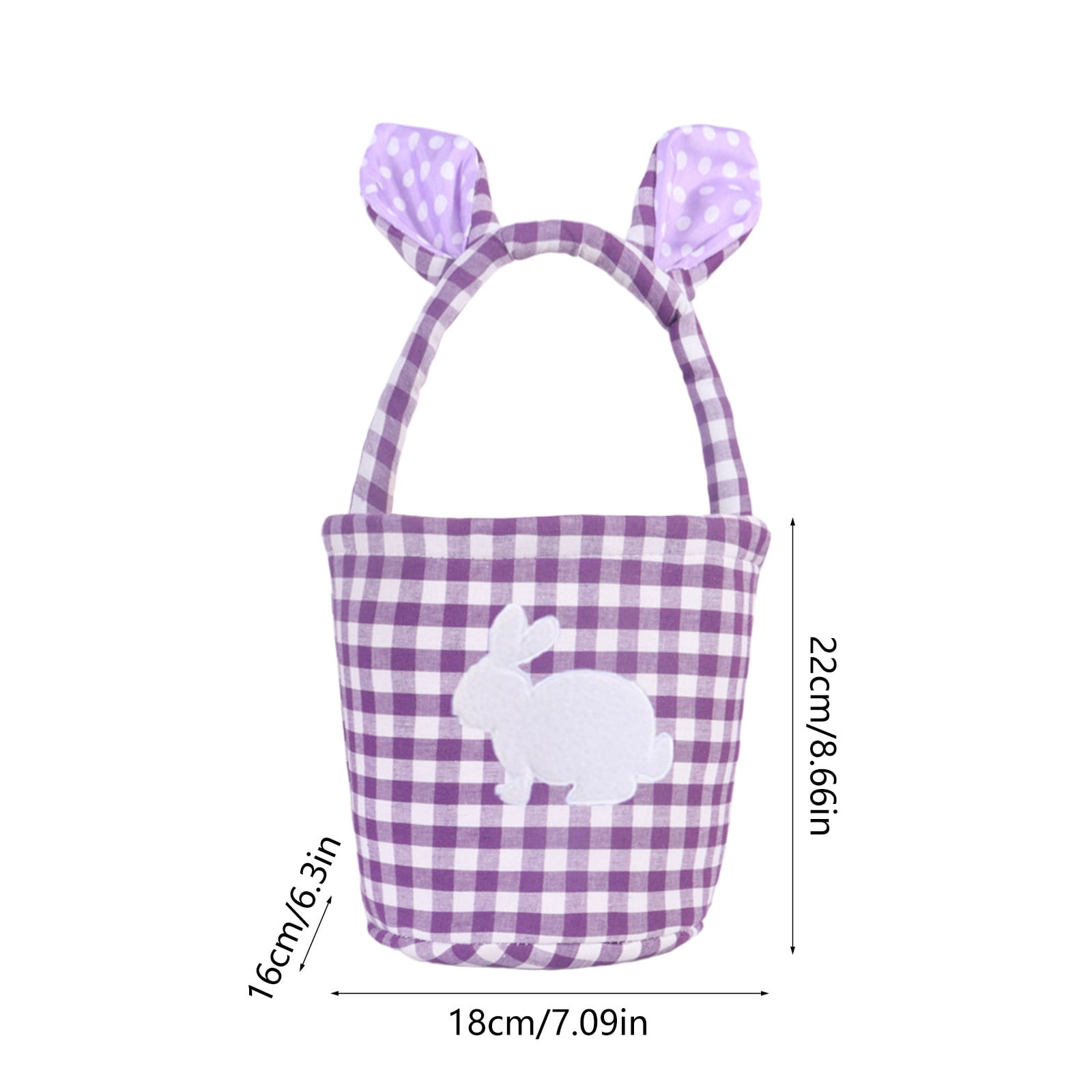 Easter Bunny Ears Basket Plaid Easter Egg Candy Gift Storage Handbag for Home Party Decoration Cute Pastel Spring Holiday Decor