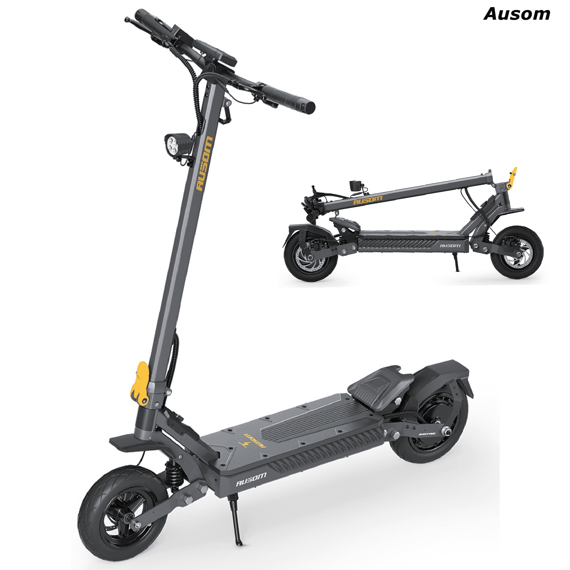 Ausom Gosoul 2 Foldable Electric Scooter for Adults, 800W Motor, Max 28MPH, 44Miles Long Range, 26Nm, City e-Scooter with 10''Tubeless Tire, UL 2271, Dark Gray