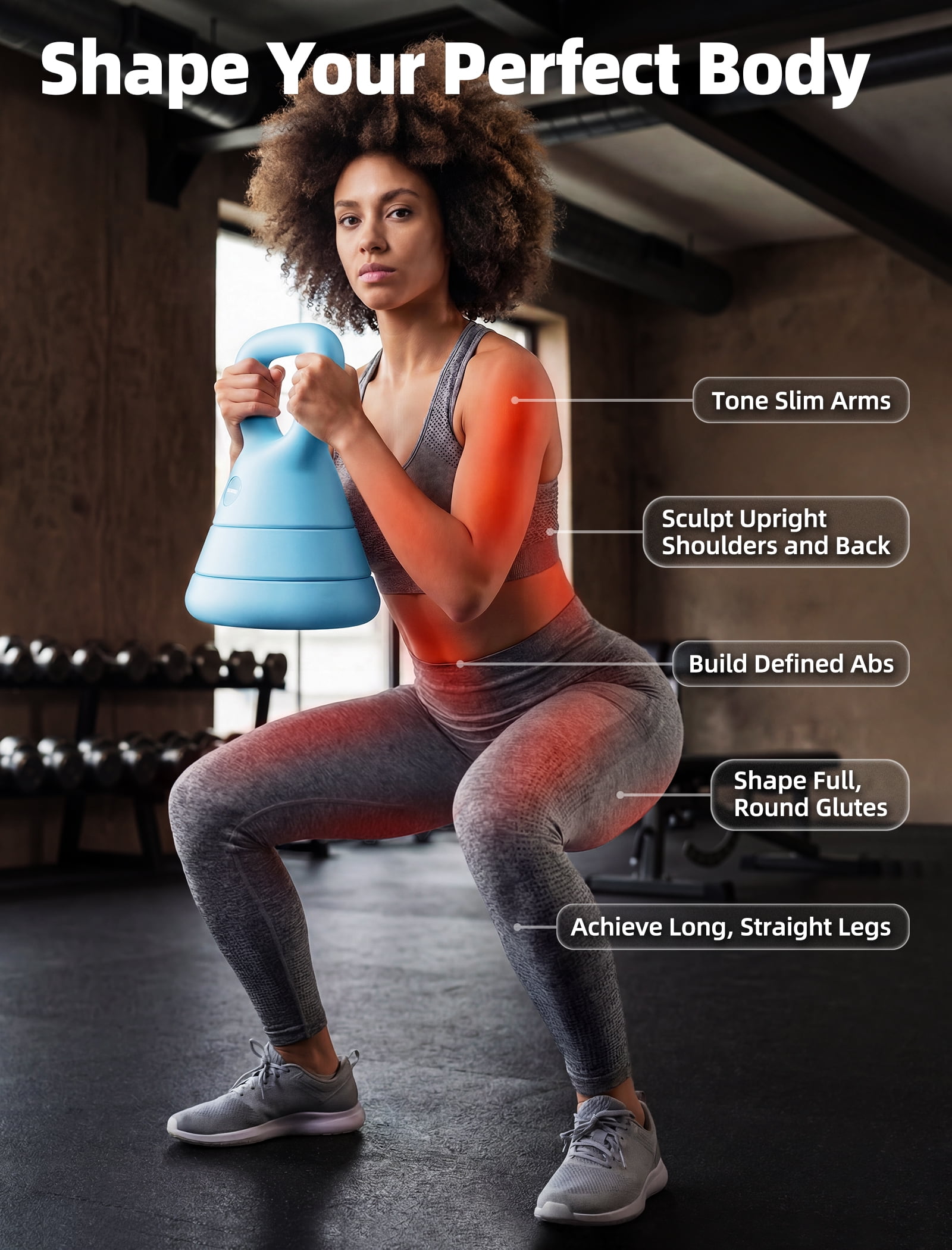EAST MOUNT Adjustable Kettlebell, 5lb 9lb 15lb Kettlebell Weights Set, Ergonomic Design & Wide-Handle for Home Gym, Full-Body Workouts Strength Rehabilitation Training, Good for Men Women & Beginners