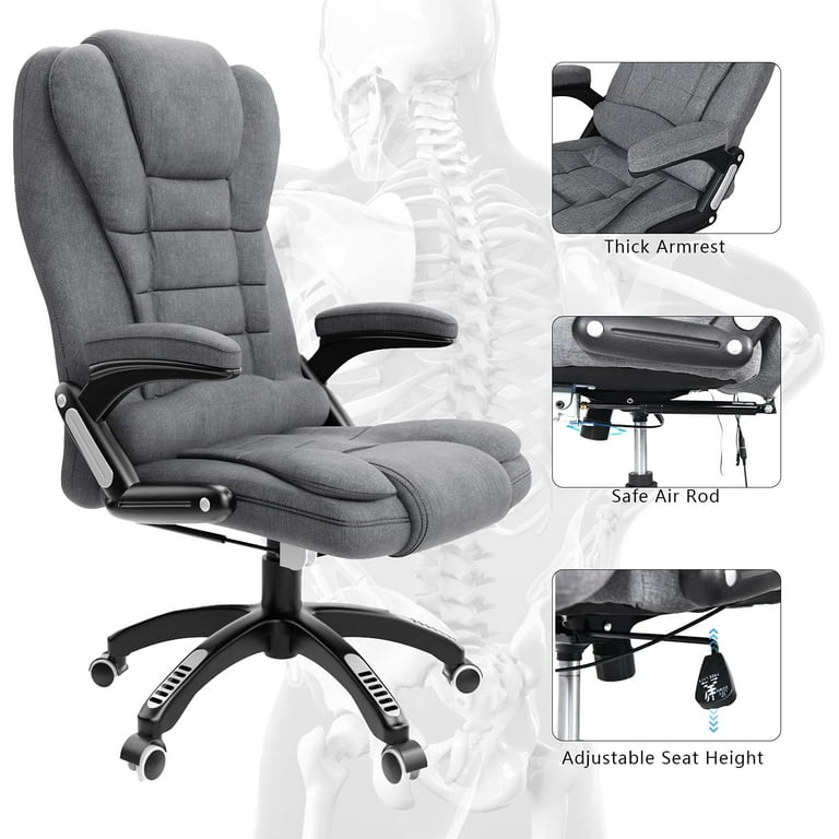 Ergonomic High Back Office Desk Chair w/ 6 Point Massage, Heat & Footrest,  Grey, 1 Unit - Ralphs
