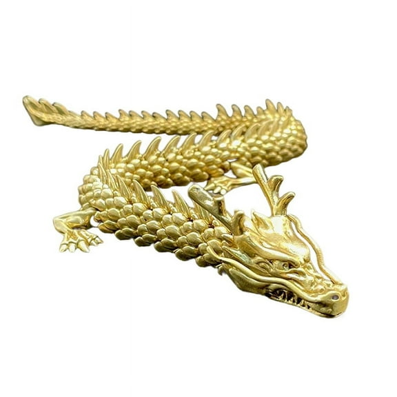Gold Dragon with Movable Joints, Chinese Zodiac Collectible Figurines Table Decor Ornament, 3D Statue