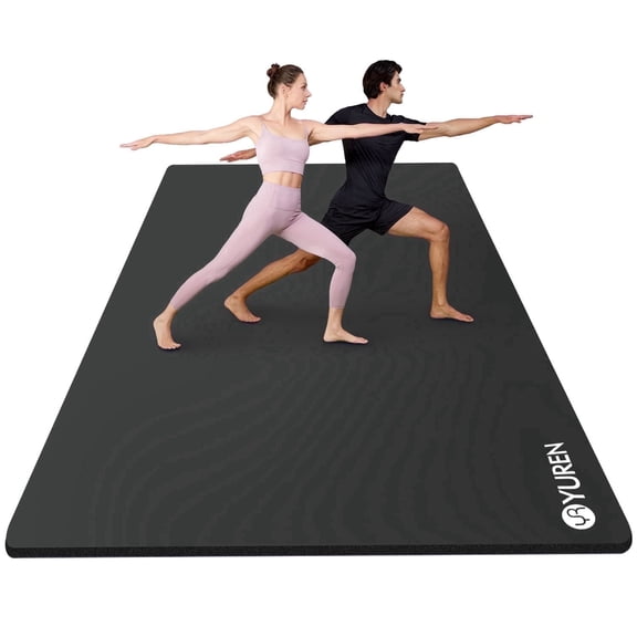 YR Large Workout Mat 78"x51" 10mm Thick NBR Foam Exercise Mat for Home Gym Yoga Pilates Floor Stretching, Black