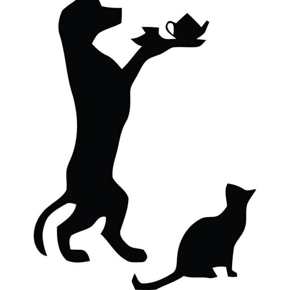 Custom Wall Decal Dog Serving Coffee Animal Kitchen Art 26"X20" - Home - Vinyl Wall Sticker