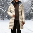 thumbnail image 2 of Wsyxszg Women's Long Hooded Puffer Coat Asymmetrical Zip Up Quilted Winter Jacket with Fleece Lining Warm Outdoor Outerwear, 2 of 9
