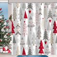 thumbnail image 3 of Red Grey Christmas Trees Fabric Shower Curtain for Bathroom Decor, Winter Holiday Snowflake Pattern Cloth Shower Curtains Set Washable Polyester Waterproof with 12 Hooks, 72x72, 3 of 6