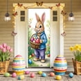 thumbnail image 6 of Easter Bunny Door Cover Happy Easter Door Decorations 35x71" Easter Bunny & Eggs Banner Easter Spring Eggs Backdrop Door Cover Party Outdoor Indoor Home Decor, 6 of 7