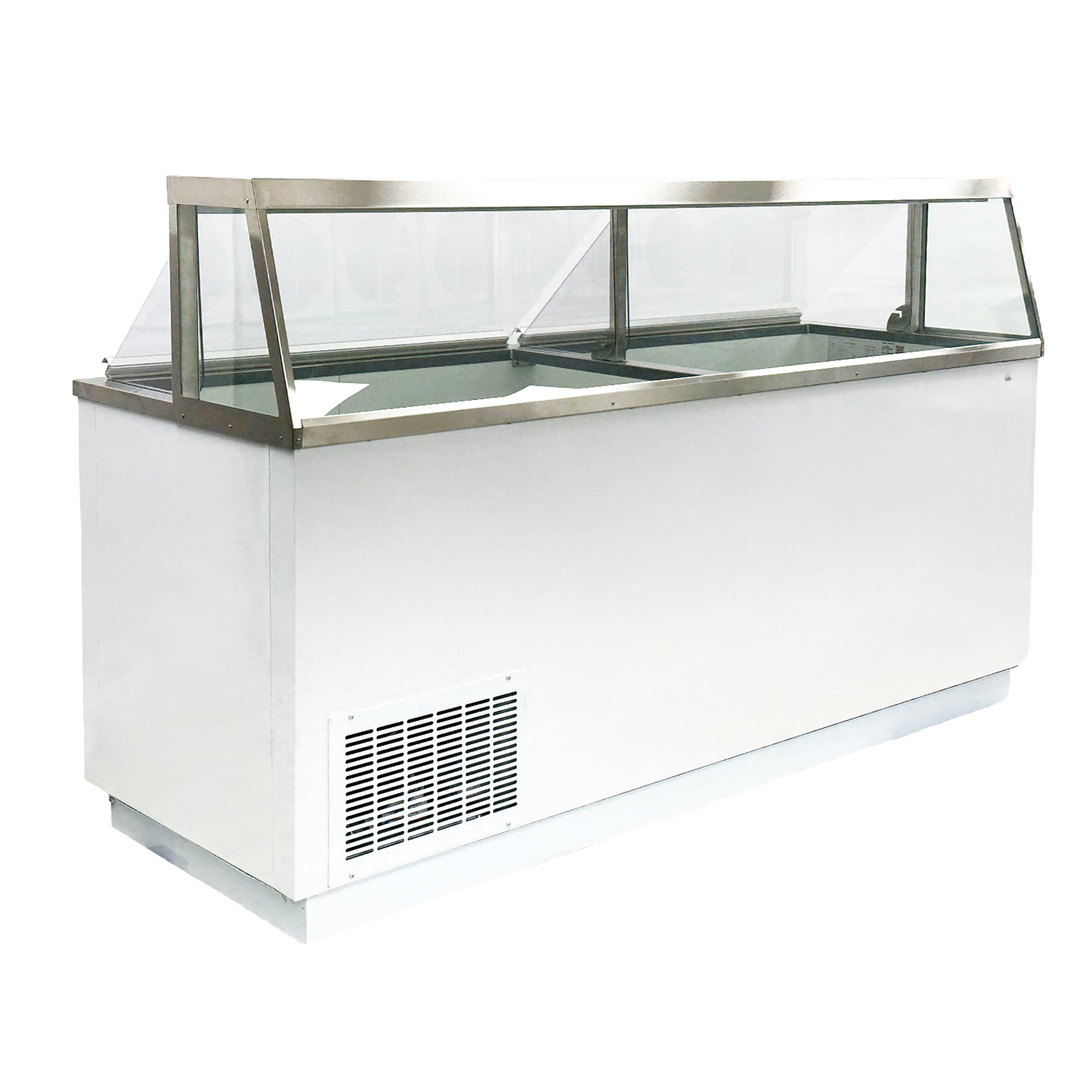 88 in. 16 Tub Ice Cream Gelato Dipping Cabinet Display Freezer, Understorage Big Capacity, Viewing Window, White   88.6''W x 27.6''D x51.4'' H