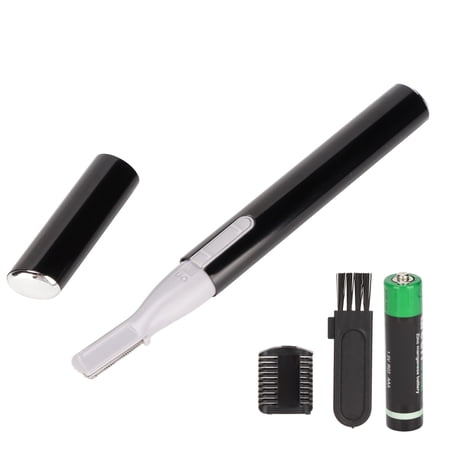 NFTIGB Electric Eyebrow Trimmer for Women and Men, Portable Facial Hair Remover Razor with Stainless Steel Blades, Battery Operated Eyebrow Shaper Kit, Black (8.66 inches / 22 cm)