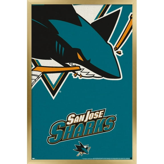 NHL San Jose Sharks - Logo 14 Wall Poster, 14.725" x 22.375", Framed