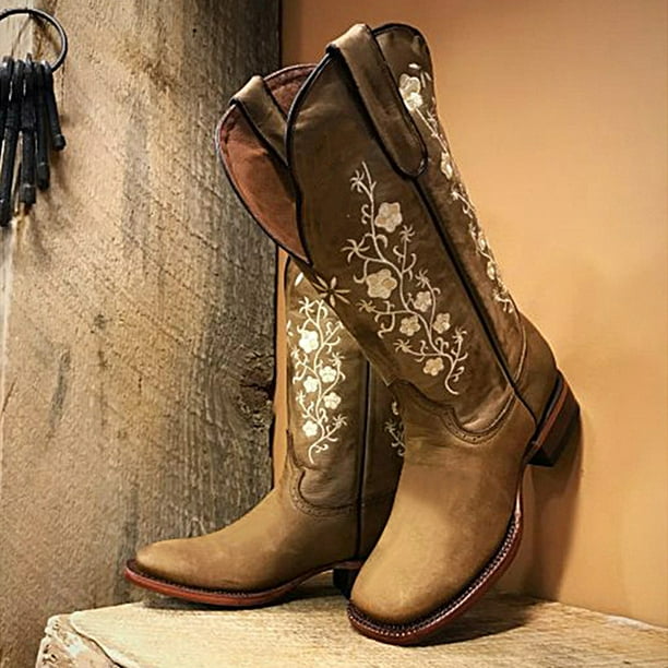Bottes de Cowboy Cowgirl pour Femmes Modernes Western Brodées