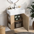 thumbnail image 2 of HMSHA 21.6 inch Modern Floating Bathroom Vanity with Ceramic Basin - Perfect for Small Bathrooms,Left side storage, 2 of 12