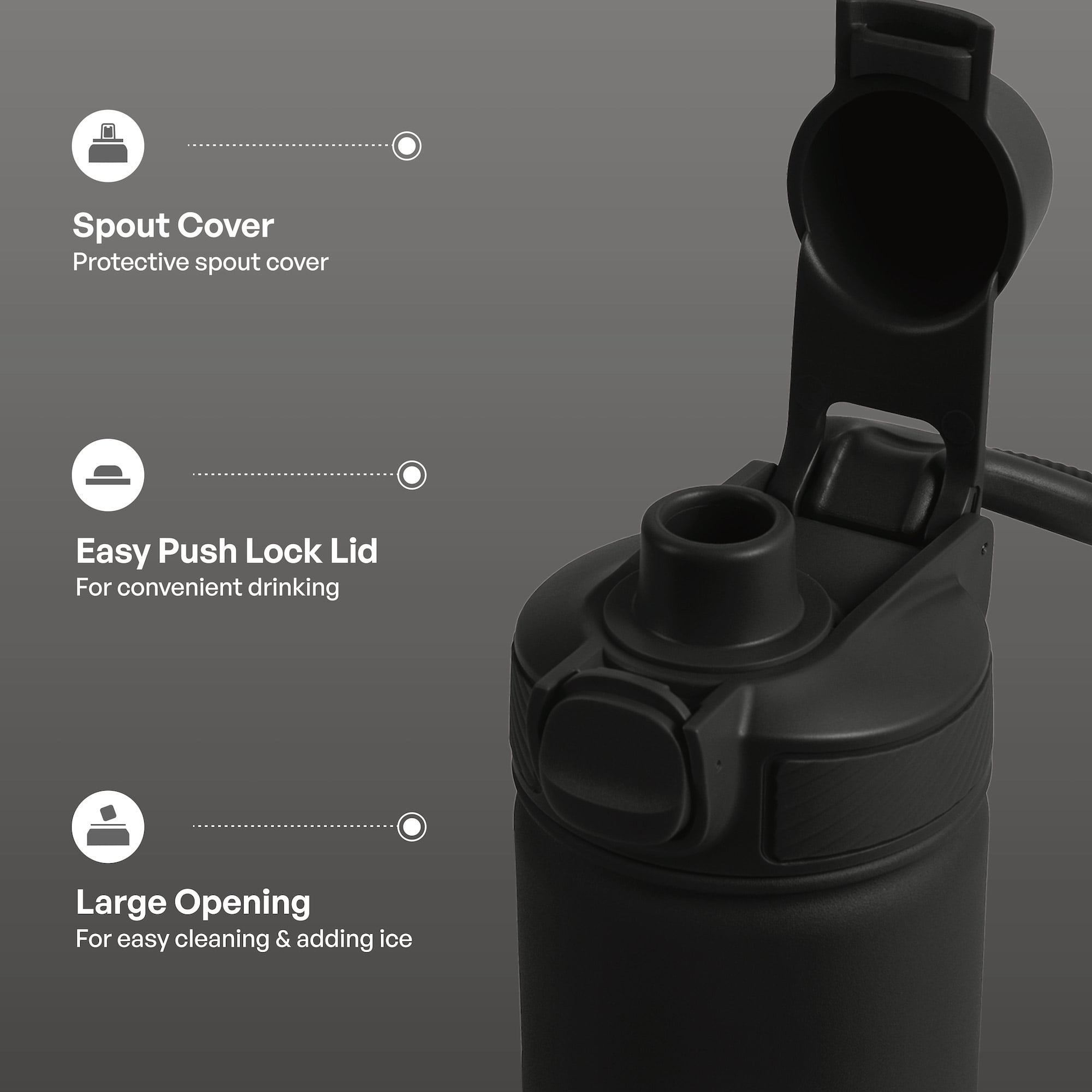 TAL 28oz Stainless Steel Ranger Push Lock Lid Water Bottle, Black