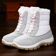 thumbnail image 4 of PiGOGI Women's High-Top Lace-Up Snow Boots Thickened Warm Winter Shoes Comfortable Fall Winter Footwear White 42, 4 of 6