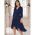 thumbnail image 2 of DARING DIVA Chiffon V-Neck Midi Cocktail Dress XL Navy Blue, 2 of 6
