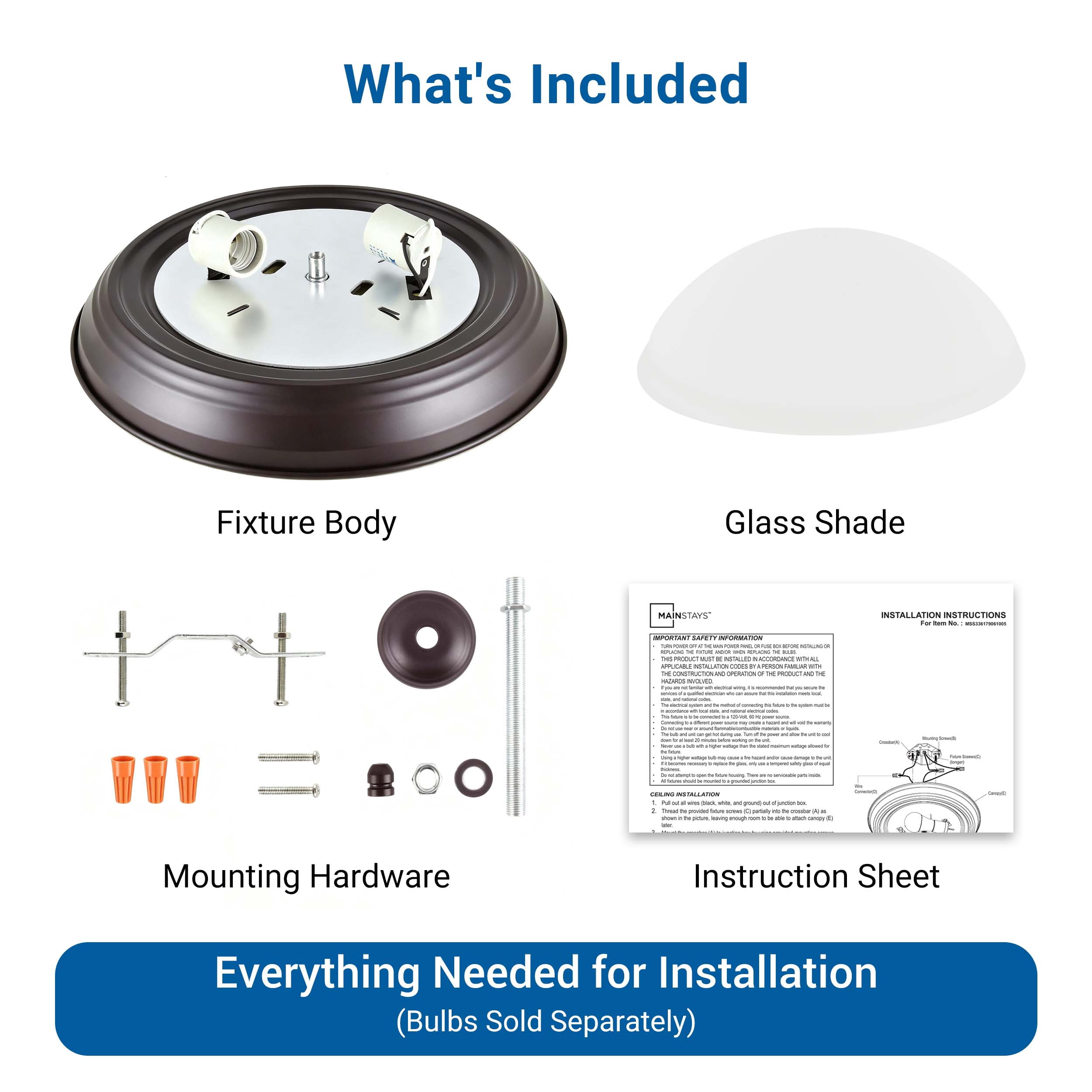 Mainstays 13.31 in Flush Mount Ceiling Light, Bronze Finish, Bulb Not Included