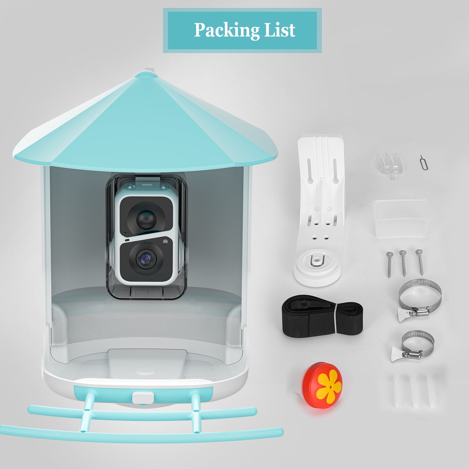 Gasky Smart Bird Feeder with Camera,AI Identify and Motion Detection, Wireless Outdoor Ideal for Family and Bird Lovers,Blue