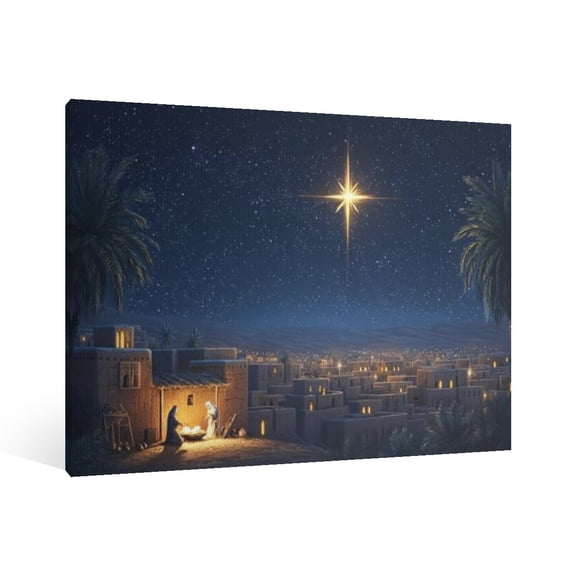 Vintage Jesus Nativity Scene Canvas Wall Art Paint , Christian Jesus Wall Art Decor,Christmas Wall Religious Artwork for Prayer Church Home Living Room,Bedroom Wall Decor Framed