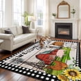thumbnail image 2 of 5x8 Area Rugs for Living Room, Farmhouse Cow Non Slip Area Rugs for Kitchen Bedroom Entryway, Country Sunflowers Pig Cabin Barn Wooden Washable Carpet Runner Rug Floor Mats for Bedroom Home Decor, 2 of 8